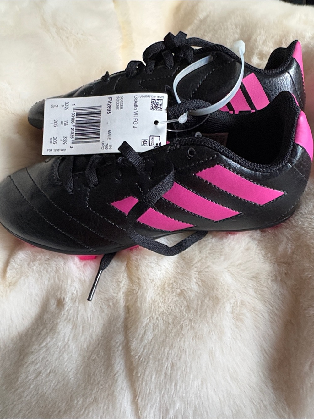 adidas Black and Hot Pink Youth Soccer Shoes